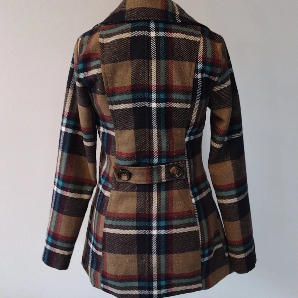Me Jane Women's Plaid Peacoat Multi Color, Size XS - Picture 12 of 15